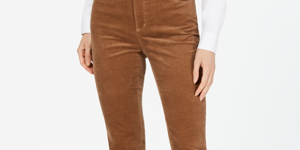 Charter Club Women's Lexington Corduroy Tummy Control Pants Brown Size 6