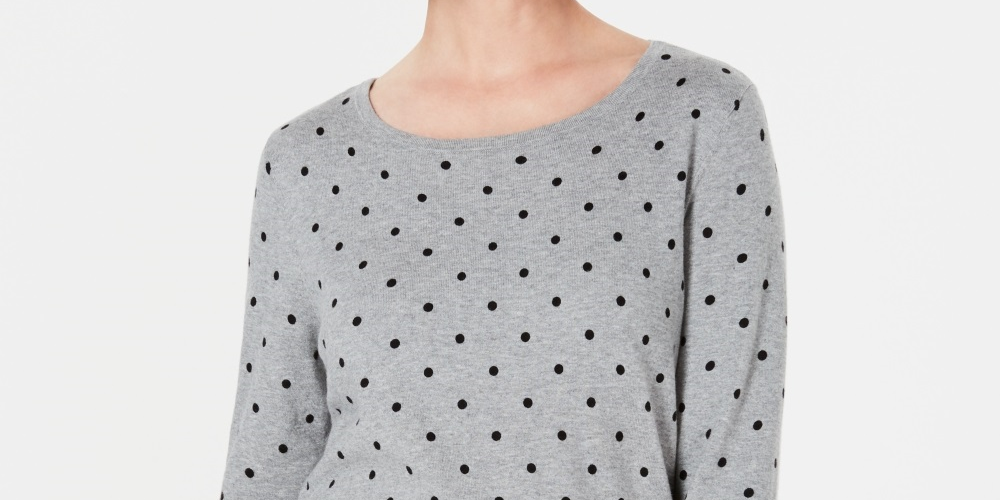 Karen Scott Women's Dot Dream Sweater Gray Size Medium