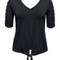 JM Collection Women's Tie Front Top Black Size Medium