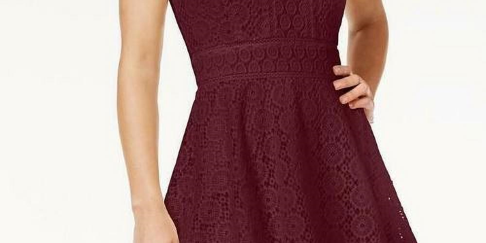 Charter Club Women's Lace Fit & Flare Dress Red Size Petite L