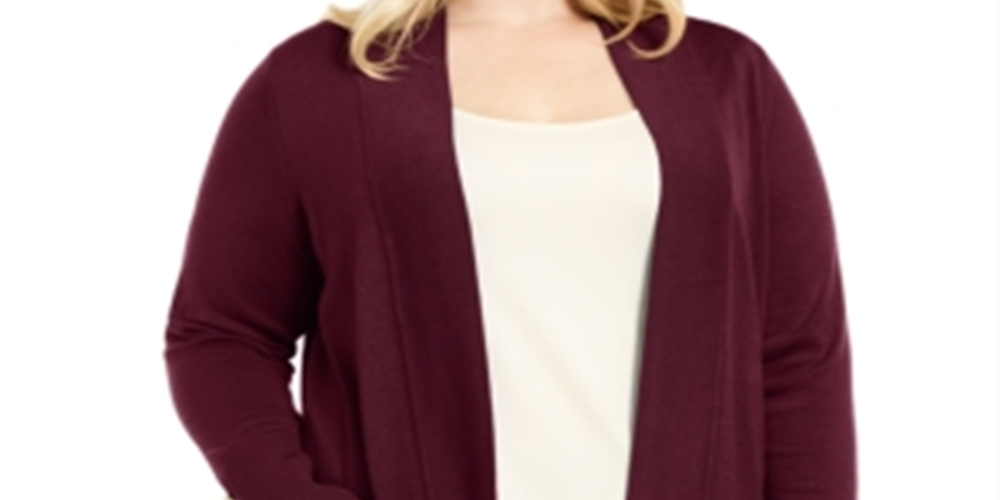 JM Collection Women's Button Sleeve Flyaway Cardigan Sweater Cherry Pie Size 0X
