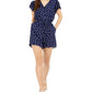 Maison Jules Women's Dot Print Tie Waist Romper  Navy Size X-Large