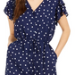 Maison Jules Women's Dot Print Tie Waist Romper  Navy Size X-Large
