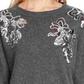 Vince Camuto Women's Sequin Floral Cotton Blend Sweater Charcoal Size Large