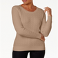 Karen Scott Women's Cotton Cable Knit Sweater Brown Size Petite S