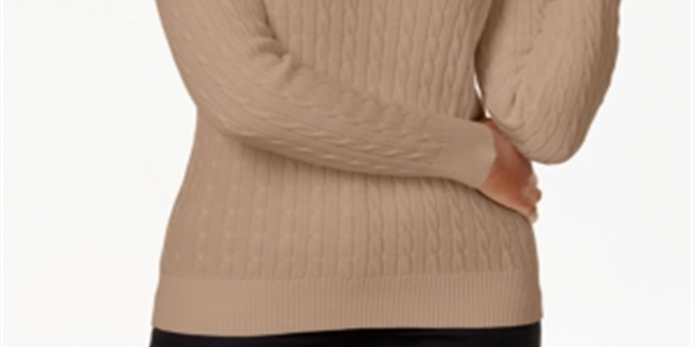 Karen Scott Women's Cotton Cable Knit Sweater Brown Size Petite S