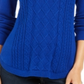 Charter Club Women's Cable Knit Button Trim Sweater Blue Size -Petite L