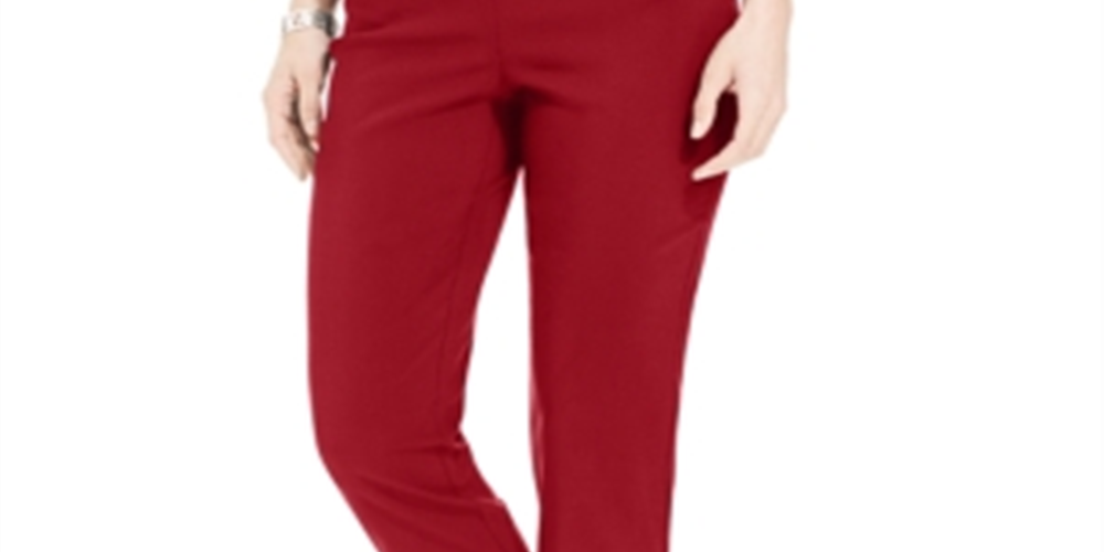 JM Collection Women's Studded Pull on Pants & Short Red Size Petite L