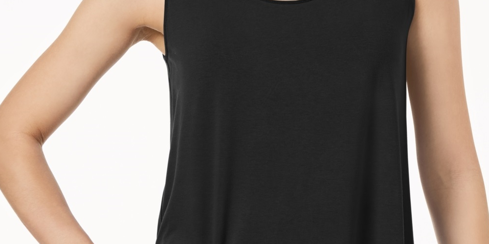 JM Collection Women's Scoop Neck Tank Top Black Size Petite Medium