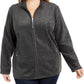 Karen Scott Women's Plus Zeroproof Fleece Performance Athletic Jacket Black Size 0X