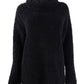 Style & Co Women's Faux Sherpa Cowlneck Sweater Black Size Petite Small