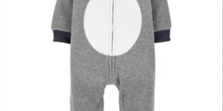 Carter's Boy's Sloth Hooded Fleece Playsuit Gray Size 18MOS