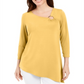 JM Collection Women's Asymmetrical Ring Tunic Yellow Size S