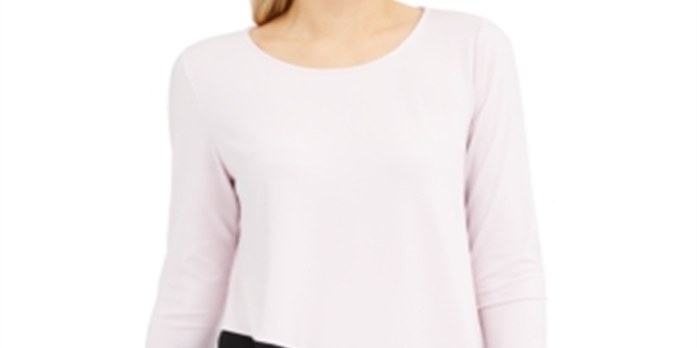Alfani Women's Colorblocked Asymmetrical Top Pink Combo  Size XX-Large