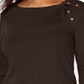 Karen Scott Women's Cotton Shawl Collar Button Top Chocolate Size Large