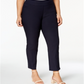 Charter Club Women's Plus Tummy Slimming Slim Cropped Pants Blue Size 14W