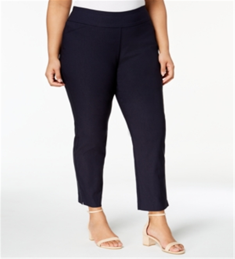 Charter Club Women's Plus Tummy Slimming Slim Cropped Pants Blue Size 14W