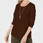 Style & Co Women's Long Sleeve Crewneck Top Brown Size X-Large