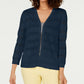 Charter Club Women's Pointelle Stripe Cardigan Blue Size Petite Medium