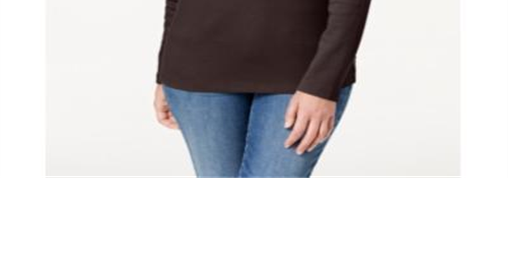 Karen Scott Women's Cotton Henley Top Brown Size Small