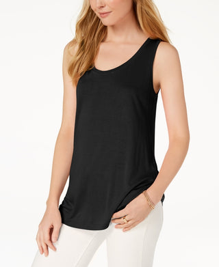 Maison Jules Women's Scoop Neck Tank Top Black Size Medium