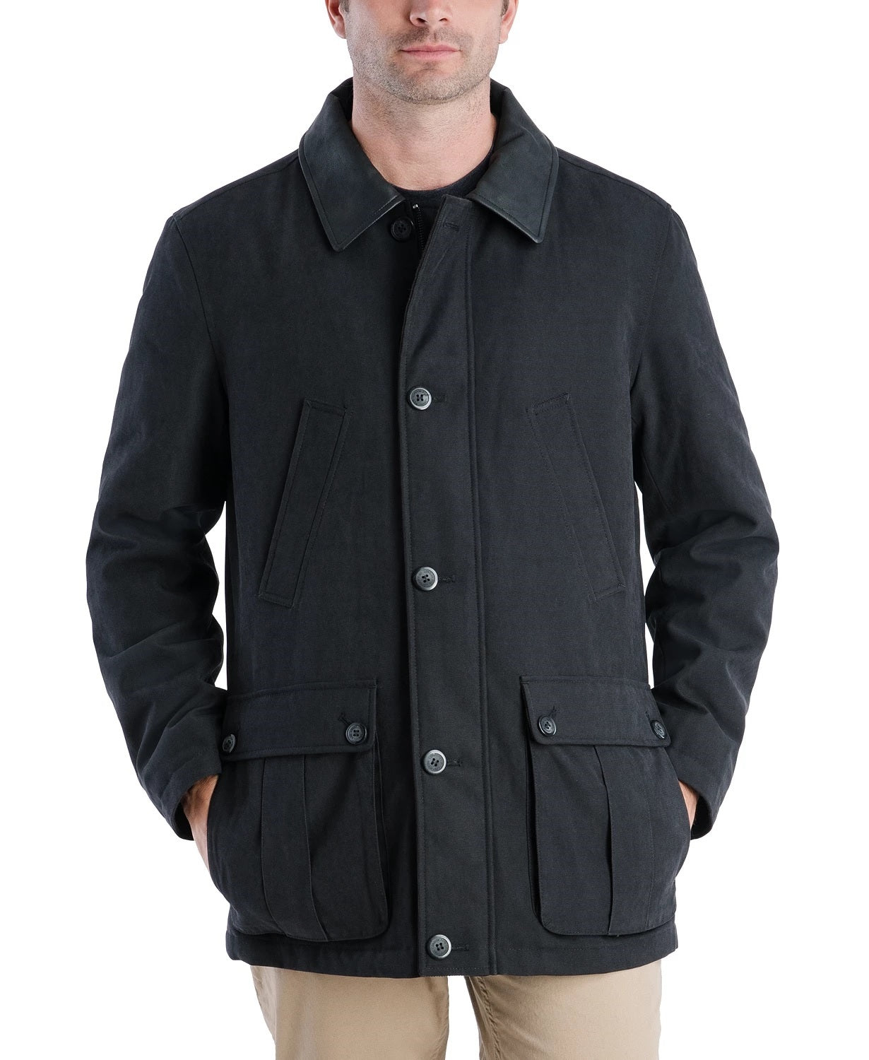 London Fog Men's Zip Up Coat Black Size Large