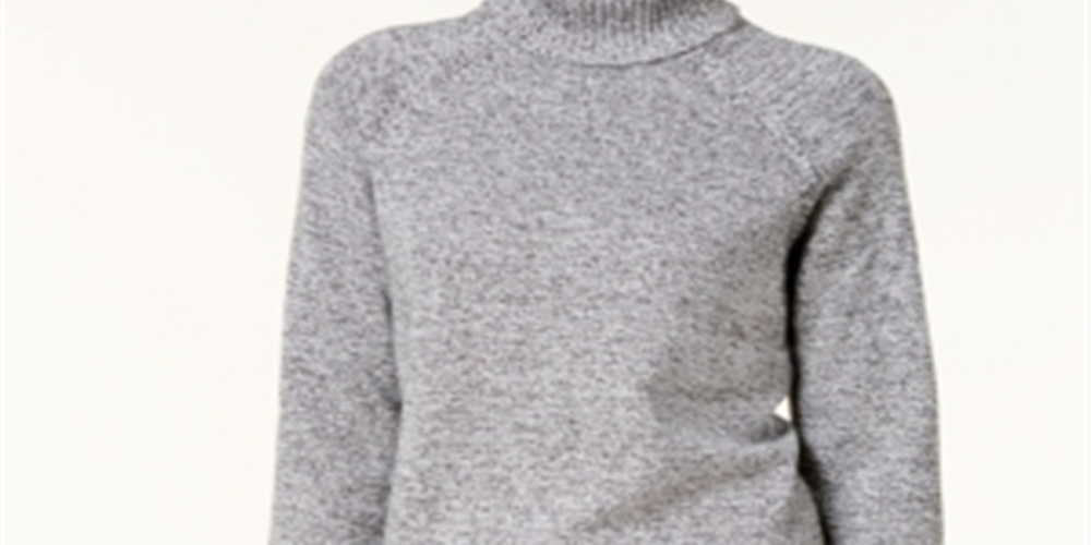 Karen Scott Women's Cotton Turtleneck Sweater White - Black  Size Petite L