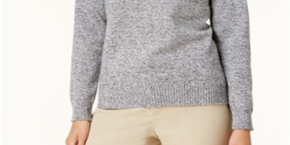 Karen Scott Women's Cotton Turtleneck Sweater White - Black  Size Petite L