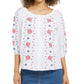 Charter Club Women's Linen Embroidered Front Blouse  White Size X-Large