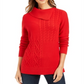 Charter Club Women's Envelope Neck Cable Knit Sweater Red Size Petite X-Large