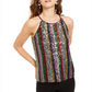 INC International Concepts Women's Sequinned Striped Top Black Size Petite Small