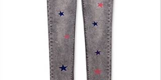 Hudson Girl's Sheena Glitter Star Skinny Ankle Jeans Gray Size 12