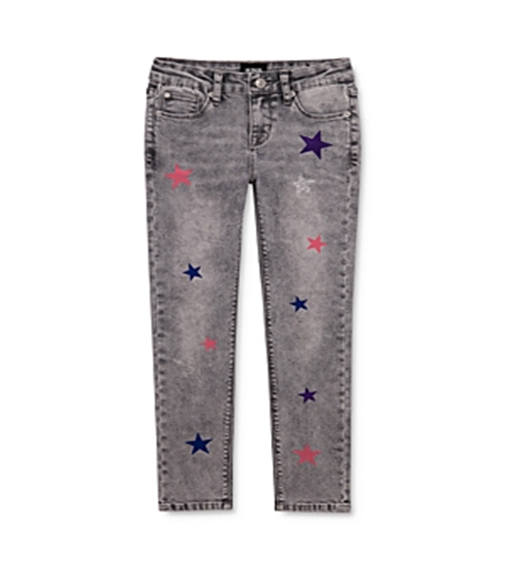 Hudson Girl's Sheena Glitter Star Skinny Ankle Jeans Gray Size 14