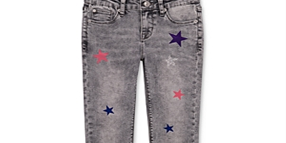 Hudson Girl's Sheena Glitter Star Skinny Ankle Jeans Gray Size 14
