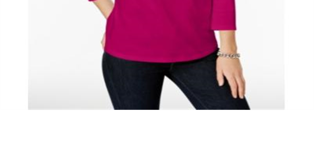 Charter Club Women's Pima Cotton Button Shoulder Top Pink Size -Petite L