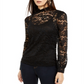 INC International Concepts Women's Lace Mockneck Top Black Size Petite XL
