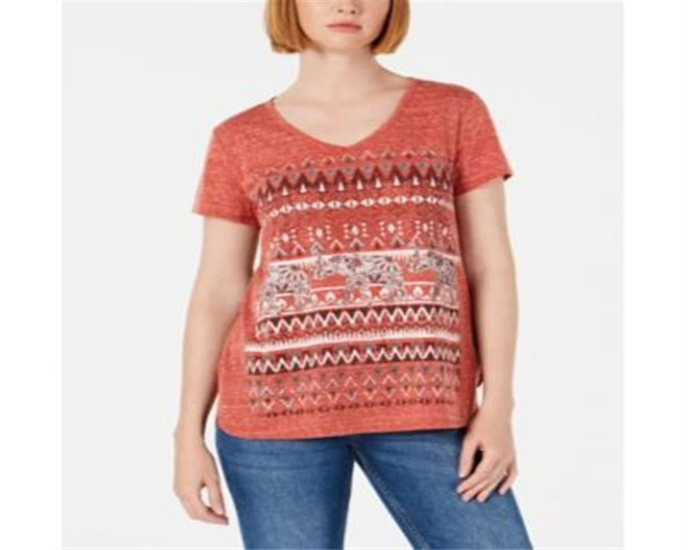 Style & Co Women's Graphic T-Shirt Copper  Size Petite XL