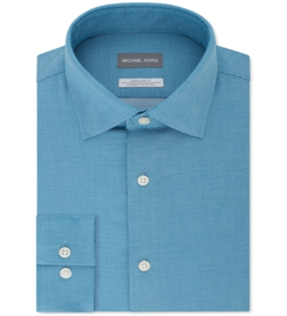 Michael Kors Men's Patterned Collared Work Dress Shirt Blue Size 18X36X37