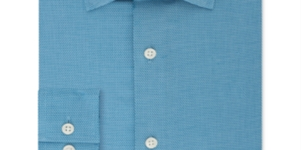 Michael Kors Men's Patterned Collared Work Dress Shirt Blue Size 18X36X37