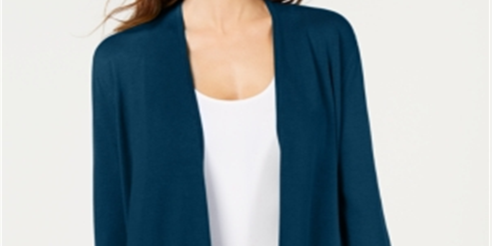 Alfani Women's Tie Sleeve Cardigan Teal Size Petite S