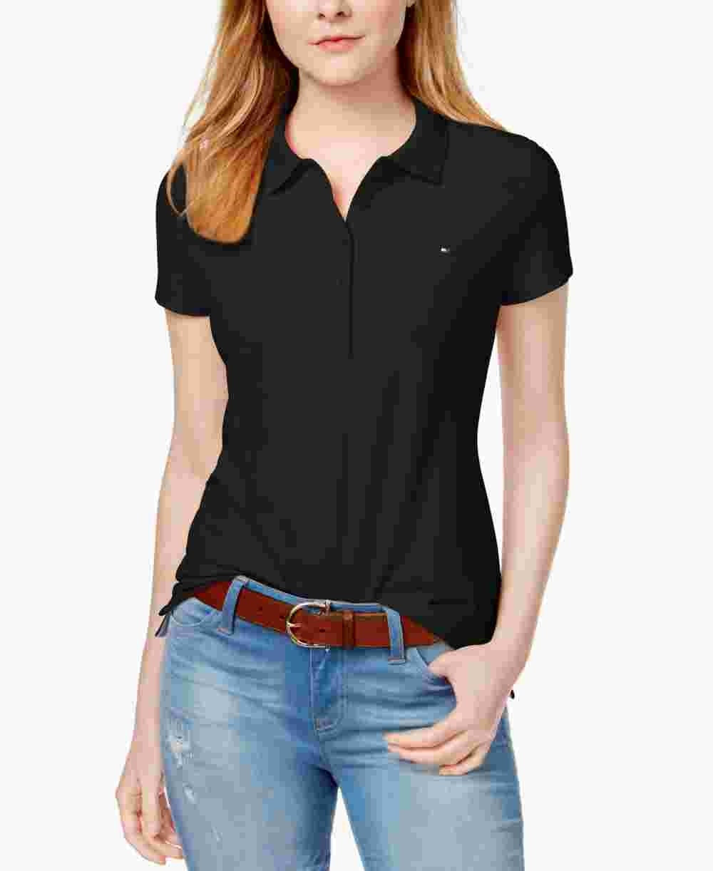 Tommy Hilfiger Women's Core Polo Shirt Black Size X-Large