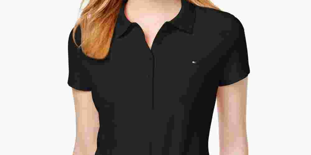 Tommy Hilfiger Women's Core Polo Shirt Black Size X-Large