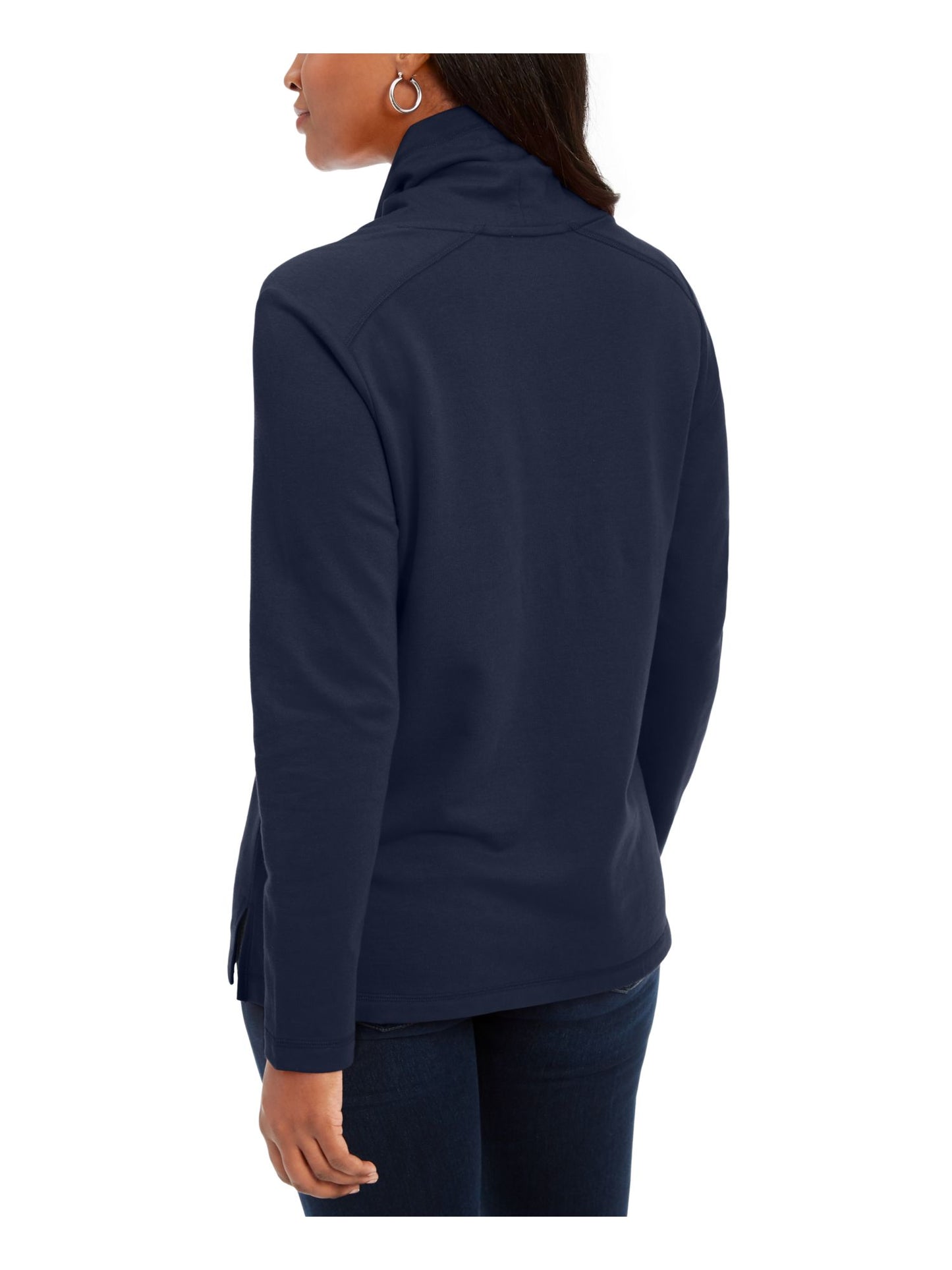 Karen Scott Women's Heather Long Sleeve Turtle Neck Blouse Top Black Size Petite Medium
