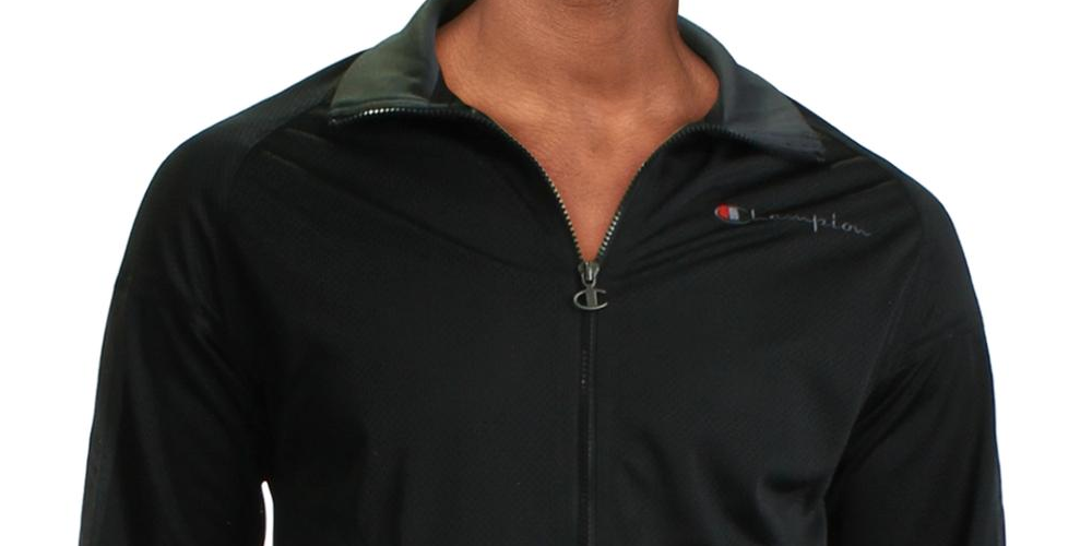 Champion Men's Mesh Colorblocked Warm up Jacket Black Size X-Large