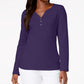 Karen Scott Women's Cotton Henley Top -Purple Size Small
