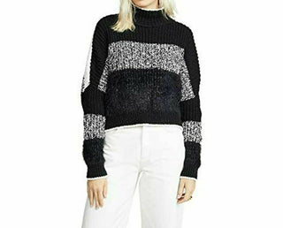 Free People Women's Sunbrite Mock Neck Crop Sweater Black Size Small