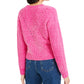Bar III Women's Eyelet V Neck Crop Sweater Pink Size Small