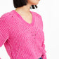 Bar III Women's Eyelet V Neck Crop Sweater Pink Size Small