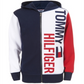 Tommy Hilfiger Big Boy's Lawrence Colorblocked Full Zip Fleece Logo Hoodie Blue Size M