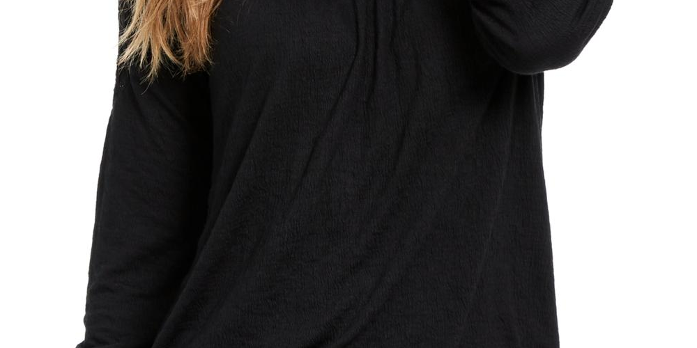 Style & Co Women's Lace Shoulder Top Black Size Petite S